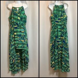 Mark Dress Women’s Size Large High Low Flowy Chiffon Multi Colour